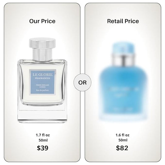 Inspired by L*ght Blue, Fresh Sicilian Citrus EDP, Long Lasting 12-14 Hours Perfume Spray for Men, Unisex, All Skin Types, Cruelty Free - 1.7 Fl oz 50ml