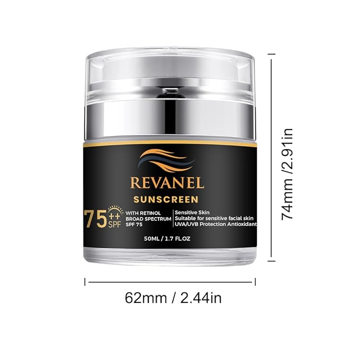 Sunscreen with Retinol, SPF 75, Broad Spectrum Advanced Formula for Maximum Sun Defense UVA/UVB Protection, Formulated Specifically for Sensitive Skin, 1.7 fl oz (1)