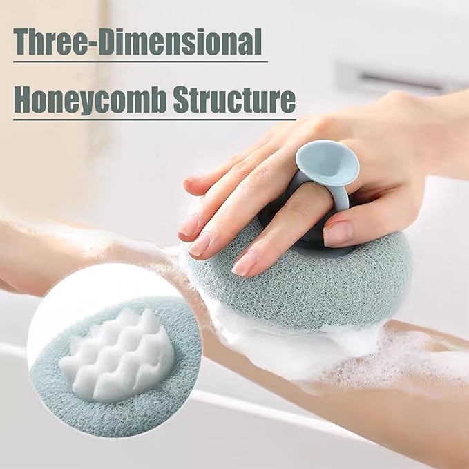 Super Soft Sunflower Suction Cup Bath Ball, New Upgraded 2-in-1 Sunflower Ball Exfoliating Bath Sponge Cleaning Brush, Mesh Shower Body Sponge Accessories for Women, Men (4 Color)