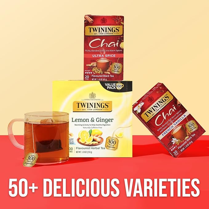 Twinings Ultra Spice Chai Black Tea Individually Wrapped Bags, 20 Count (Pack of 1), Sweet, Savoury Spices, Caffeinated, Enjoy Hot or Iced, 20 Teabags