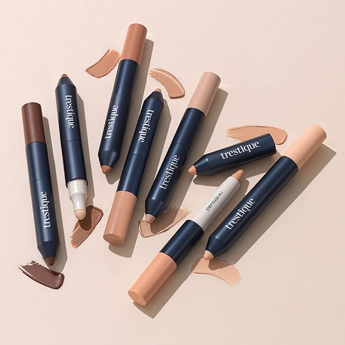 Trestique Concealer Crayon, Refillable Under Eye Concealer With Built-In Blending Sponge, Sustainable Clean Beauty Makeup