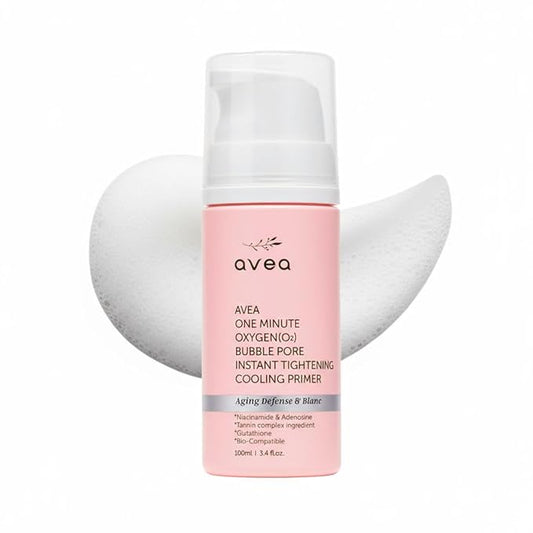 AVEA 1 Minute Bubble Primer – Smoothing, Hydrating & Illuminating Makeup Base with Niacinamide & 12 Peptides, K-Beauty Instant Primer for Radiant, Pore-Refined & Glow Skin, 3.38 fl oz / 100ml