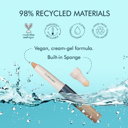 Trestique Concealer Crayon - Refillable Under Eye Concealer With Built-In Blending Sponge, Clean Beauty