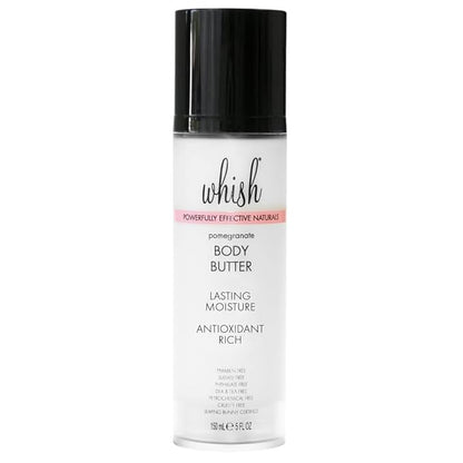 Whish Beauty Body Butter for Women - Moisturizing Body Lotion for Dry Skin - Antioxidant-Rich with Shea Butter, Aloe, & Raspberry Butter - Paraben & Sulfate Free - Pomegranate - 5 fl oz