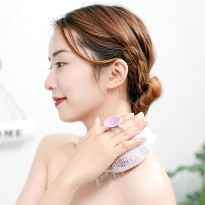 Super Soft Sunflower Suction Cup Bath Ball, New Upgraded 2-in-1 Sunflower Ball Exfoliating Bath Sponge Cleaning Brush, Mesh Shower Body Sponge Accessories for Women, Men (4 Color)