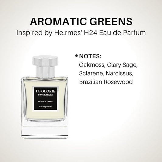 Inspired by He.rmes H24 EDP, Aromatic Greens Eau de Parfum, Long Lasting 12-14 Hours Perfume Spray for Men, Unisex, All Skin Types, Cruelty Free - 1.7 oz 50ml