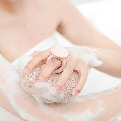 Super Soft Sunflower Suction Cup Bath Ball, New Upgraded 2-in-1 Sunflower Ball Exfoliating Bath Sponge Cleaning Brush, Mesh Shower Body Sponge Accessories for Women, Men (4 Color)