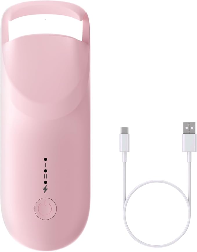 Heated Eyelash Curler,Portable Electric Heated Lash Curler Type-C Rechargeable Travel Eyelash Curlers with Heat Sensitive Silicone Pad,2-Level Adjustable Temp and Long-Lasting Natural Curves (Pink)