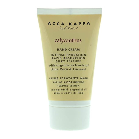 Acca Kappa Calycanthus Hand Cream 75 mL Aloe Vera and Linseed moisturizing Jasmine-Peach Scent