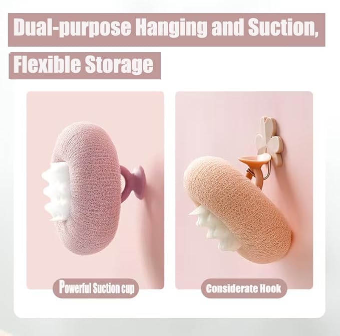 Super Soft Sunflower Suction Cup Bath Ball, New Upgraded 2-in-1 Sunflower Ball Exfoliating Bath Sponge Cleaning Brush, Mesh Shower Body Sponge Accessories for Women, Men (4 Color)