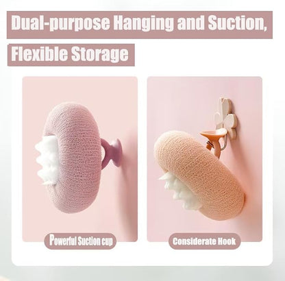 Super Soft Sunflower Suction Cup Bath Ball, New Upgraded 2-in-1 Sunflower Ball Exfoliating Bath Sponge Cleaning Brush, Mesh Shower Body Sponge Accessories for Women, Men (4 Color)