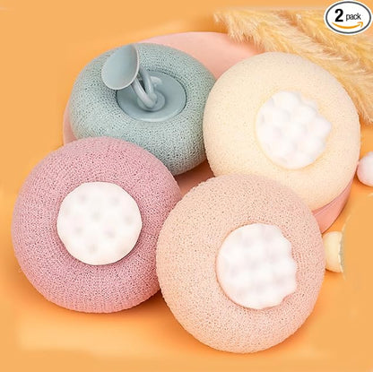 Super Soft Sunflower Suction Cup Bath Ball, New Upgraded 2-in-1 Sunflower Ball Exfoliating Bath Sponge Cleaning Brush, Mesh Shower Body Sponge Accessories for Women, Men (4 Color)