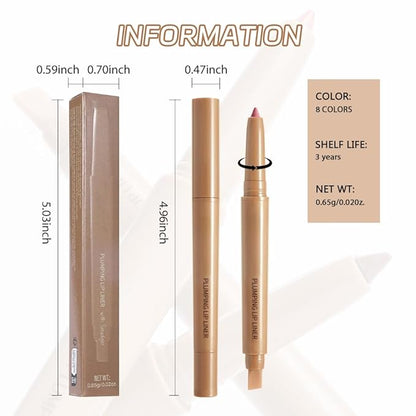 Salmon Pink Matte Lip Liner Pencil, Plump Lip Liners Long-Lasting Creamy Formula, With Silicone Smudger for Define Contours & Sculpting Lip, Waterproof Non-Staining Crayon Lip Liner 01#