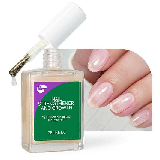 Nail Polish Strengthener and Growth Treatment: Glittering Gelike EC 6 in 1 Natural Nail Hardener Extra Strong and Growth - Long Lasting Nail Repair for Damaged Nails - For Daily Work Home Salon