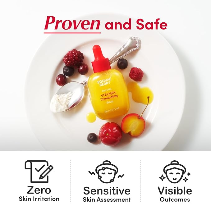 EQQUALBERRY Vitamin Illuminating Serum – Brightening Vitamin C Serum with Niacinamide | Strengthens skin barrier | Hydrates using Ceramide and Hyaluronic Acid, 1.01oz / 30ml