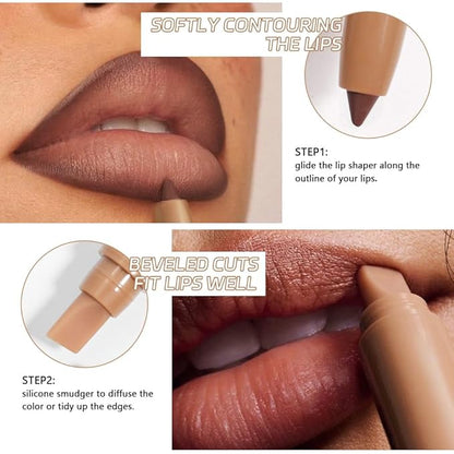 Salmon Pink Matte Lip Liner Pencil, Plump Lip Liners Long-Lasting Creamy Formula, With Silicone Smudger for Define Contours & Sculpting Lip, Waterproof Non-Staining Crayon Lip Liner 01#