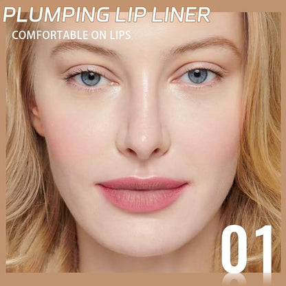 Salmon Pink Matte Lip Liner Pencil, Plump Lip Liners Long-Lasting Creamy Formula, With Silicone Smudger for Define Contours & Sculpting Lip, Waterproof Non-Staining Crayon Lip Liner 01#