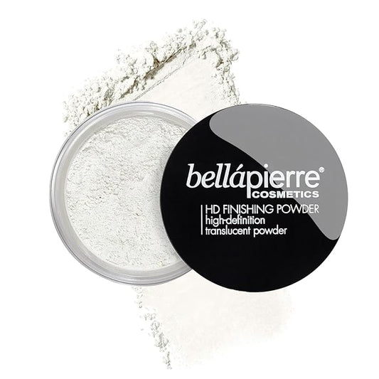 Bellapierre HD Finishing Powder Translucent – Mica-Based Mattifying Setting Powder, Silky Shine-Free Finish, Lightweight Baking Powder, Non-Toxic & Paraben-Free – 0.23 oz