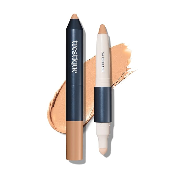 Trestique Concealer Crayon, Refillable Under Eye Concealer With Built-In Blending Sponge, Sustainable Clean Beauty Makeup