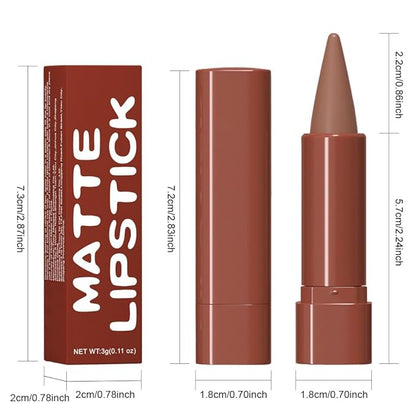 Warm Brown Gradient Matte Lipstick Crayon Lip Liner pencil, Flawless Contour Gradual Ombre Effect lip Liner Thick Pencil, for Women Long Lasting Waterproof Smudge Proof Lipstick Pencil 01#