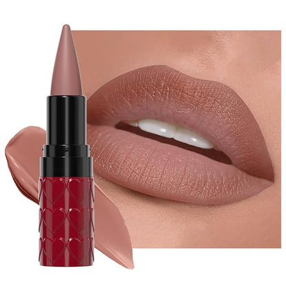 Taupe Brown Gradient Matte Lipstick Crayon Lip Liner pencil,Crayon Form and Cone Tip 2-in-1 Lip Liner and Lipstick Lip Combo Set Achieve Flawless Contour Gradual Ombre Effect lip Pencil for Old Women