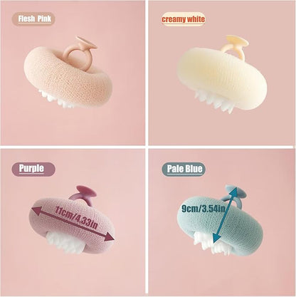 Super Soft Sunflower Suction Cup Bath Ball, New Upgraded 2-in-1 Sunflower Ball Exfoliating Bath Sponge Cleaning Brush, Mesh Shower Body Sponge Accessories for Women, Men (4 Color)