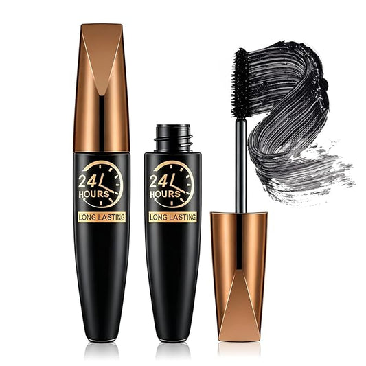 2 Pack 4D Silk Fiber Lash Mascara, Waterproof Silk Fibre Thick Lengthening Mascara