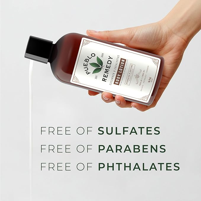 Pueblo Remedy Body Lotion, Cucumber & Eucalyptus – Hydrating & Softening Moisturizer with Shea & Cocoa Butter, Vegan & Cruelty-Free, 16.9 Oz