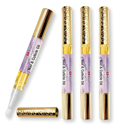Bliss Kiss | 4 Lavender Vanilla | Oil Cuticle Pen w/Vitamin E & Jojoba⏤Nail Strengthener Nail Growth Serum for Brittle Peeling Breaking Thin Nails