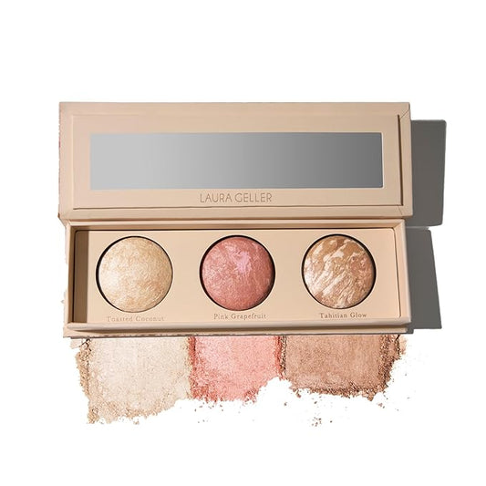 LAURA GELLER NEW YORK Geller's Greatest Lift-n-Glow Baked Trio Palette - Highlighter, Blush, Bronzer - All Skin Tones