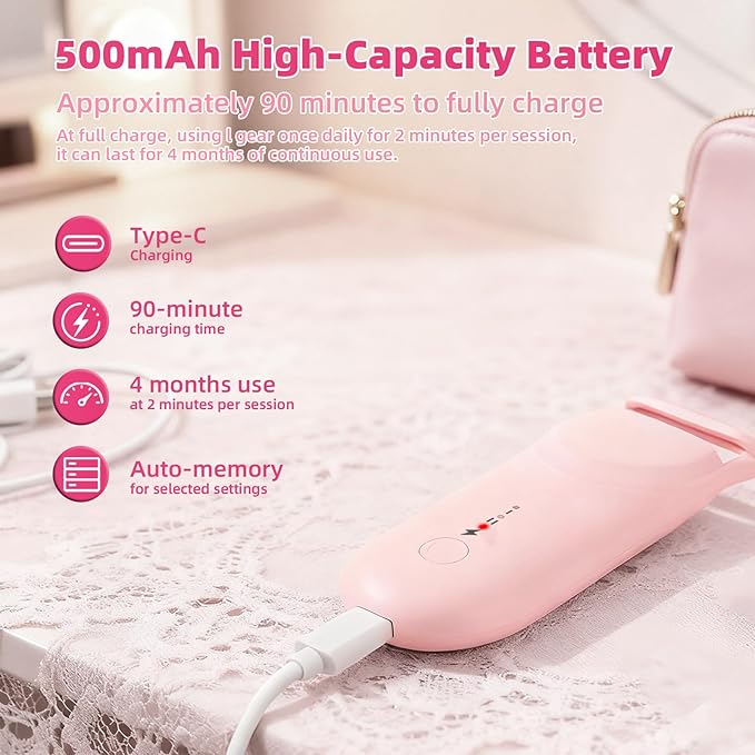 Heated Eyelash Curler,Portable Electric Heated Lash Curler Type-C Rechargeable Travel Eyelash Curlers with Heat Sensitive Silicone Pad,2-Level Adjustable Temp and Long-Lasting Natural Curves (Pink)