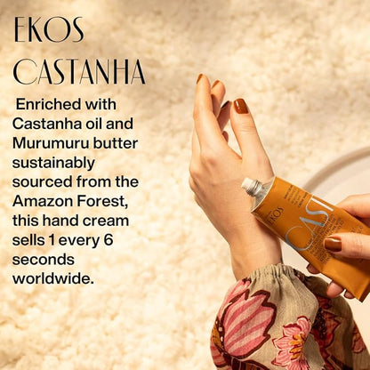 Natura - Brazil Nut Hand Cream - Anti-Dryness Castanha Hand Balm - 24-Hour Deep Hydration Skin Moisturizer - Vegan Skin Care - Brazilian Beauty Secrets - Self Care & Body Care - 1.4oz (40g)