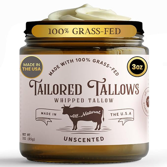 Whipped Tallow Cream Moisturizer – 100% Grass Fed Natural Face & Body Lotion | Unscented, Non-Greasy Hydrating Balm for Dry, Sensitive, Eczema-Prone Skin | Whipped Beef Tallow Lotion Made in USA