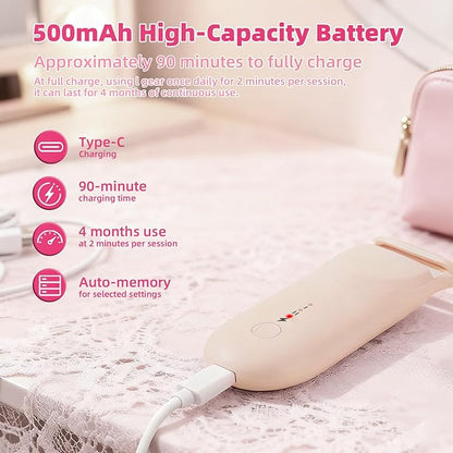 Heated Eyelash Curler,Portable Electric Heated Lash Curler Type-C Rechargeable Travel Eyelash Curlers with Heat Sensitive Silicone Pad,2-Level Adjustable Temp and Long-Lasting Natural Curves (Beige)