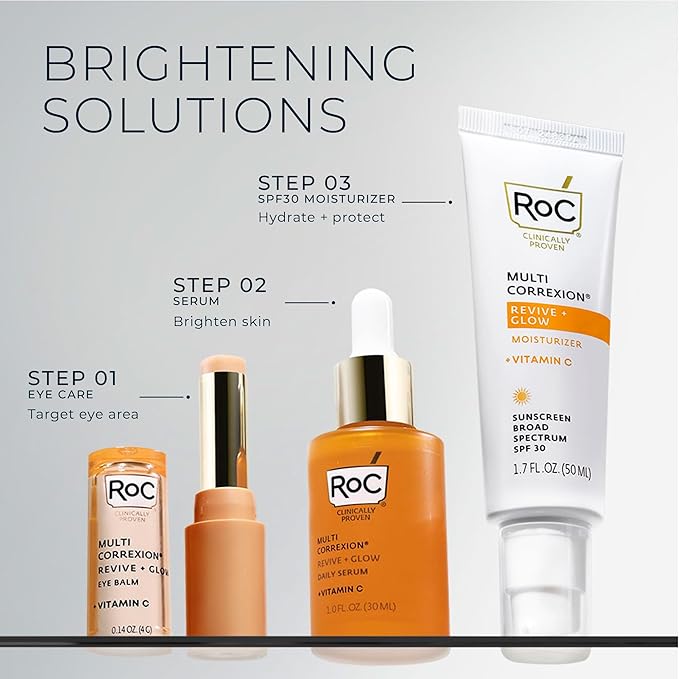 RoC Multi Correxion Revive + Glow Eye Balm with Vitamin C (0.14 oz) + Retinol Eye Cream Packette