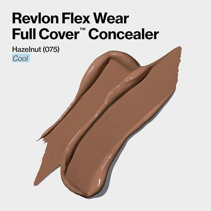Revlon ColorStay Flex Wear, Full Cover Non-Creasing Concealer, Infused with Hyaluronic Acid & Vitamin E, Flexible Longwear, 075 Hazelnut, 0.34 fl oz.