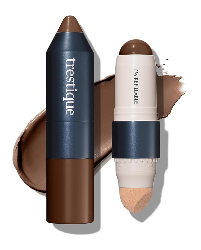 Trestique Refillable Foundation Stick - Clean Beauty Medium Coverage Face Stick with Built-In Sponge