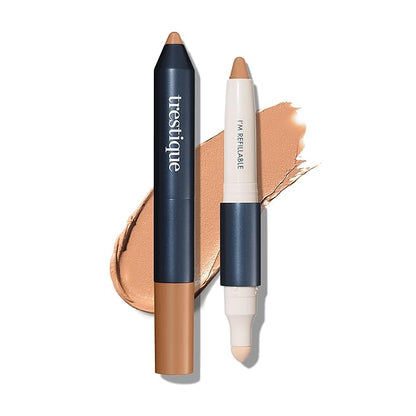 Trestique Concealer Crayon, Refillable Under Eye Concealer With Built-In Blending Sponge, Sustainable Clean Beauty Makeup