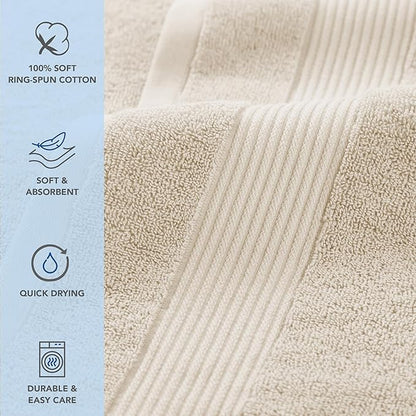 Arkwright Bath Towels Set of 4 - (Bulk Case of 24) Super Soft 100% Cotton, 600 GSM Quick Dry & Absorbent, Luxury Bathroom Essentials for Hotels, Spa, Hosts, and Vacation Rentals, Alabaster Ivory