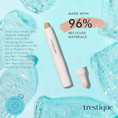Trestique Concealer Crayon, Refillable Under Eye Concealer With Built-In Blending Sponge, Sustainable Clean Beauty Makeup