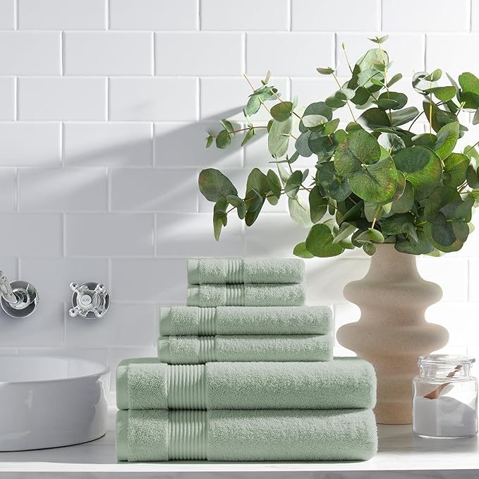 Arkwright Bath Towels Set of 4 - Super Soft 100% Cotton, 600 GSM Quick Dry & Absorbent, Luxury Bathroom Essentials for Hotels, Spa, Hosts, and Vacation Rentals, Eucalyptus Green