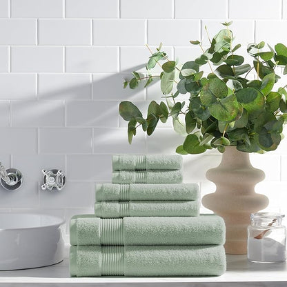 Arkwright Bath Towels Set of 4 - Super Soft 100% Cotton, 600 GSM Quick Dry & Absorbent, Luxury Bathroom Essentials for Hotels, Spa, Hosts, and Vacation Rentals, Eucalyptus Green