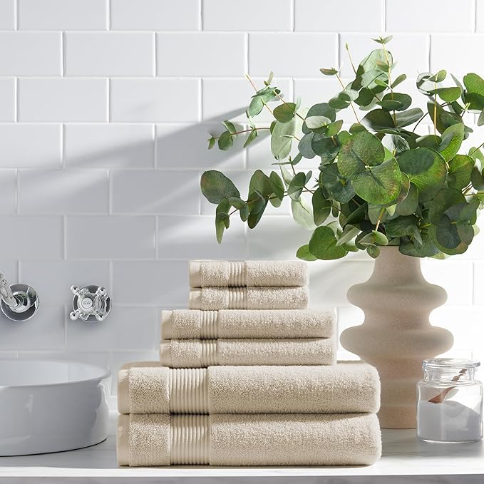 Arkwright Bath Towels Set of 4 - Super Soft 100% Cotton, 600 GSM Quick Dry & Absorbent, Luxury Bathroom Essentials for Hotels, Spa, Hosts, and Vacation Rentals, Alabaster Ivory