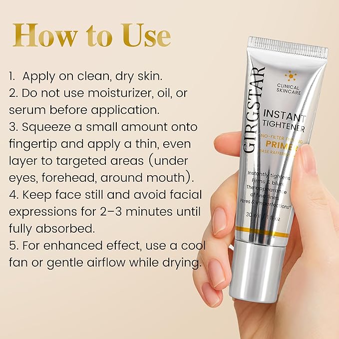 Instant Face Blurring & Firming Primer for Face Before Makeup - Perfection Tightener Visibly Smooths the Look of Fine Lines, Wrinkles & Pores - Grips Makeup for Long Wear & Shine Control