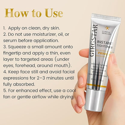 Instant Face Blurring & Firming Primer for Face Before Makeup - Perfection Tightener Visibly Smooths the Look of Fine Lines, Wrinkles & Pores - Grips Makeup for Long Wear & Shine Control