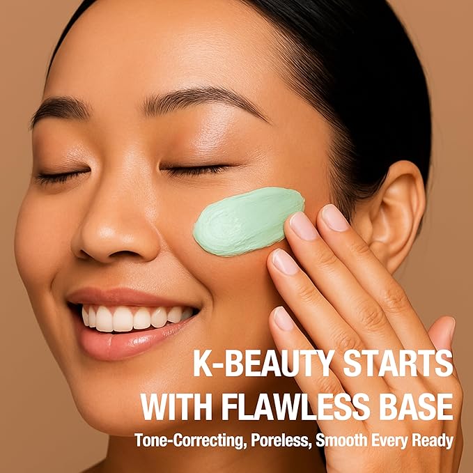 TOUCH IN SOL Redness Correcting Base Primer 1.01 fl.oz. - Pore Minimizing Green Toned Makeup Base - Tone Neutralizing before Foundation - Minimize Rosacea, Redness - No Pore Blem Primer Base