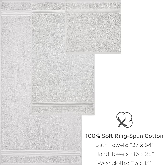 Arkwright Bath Towels Set of 6 - (Case of 36) Super Soft 100% Cotton, 600 GSM Quick Dry & Absorbent, Luxury Bathroom Essentials with 12 Shower Towels, 12 Hand Towels and 12 Washcloths, Titanium Grey